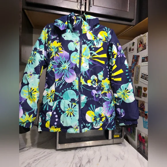 Kamik Kids Puffer Jacket - Navy and Floral - Picture 2 of 14